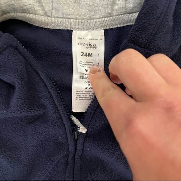 Carter’s fleece zip up jacket, navy blue size 24M - Picture 2 of 2